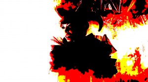 Candice in diabolical persona for the 'Get Yourself a Gun' music video shoot