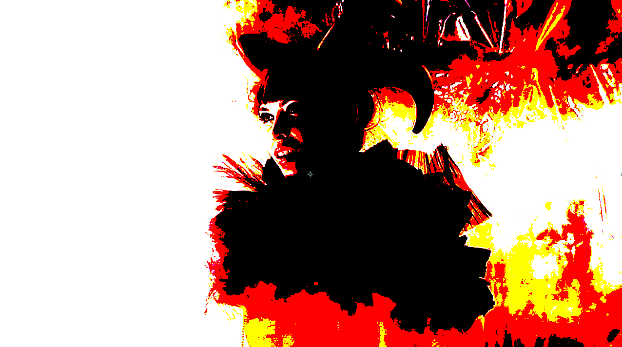 Candice in diabolical persona for the 'Get Yourself a Gun' music video shoot