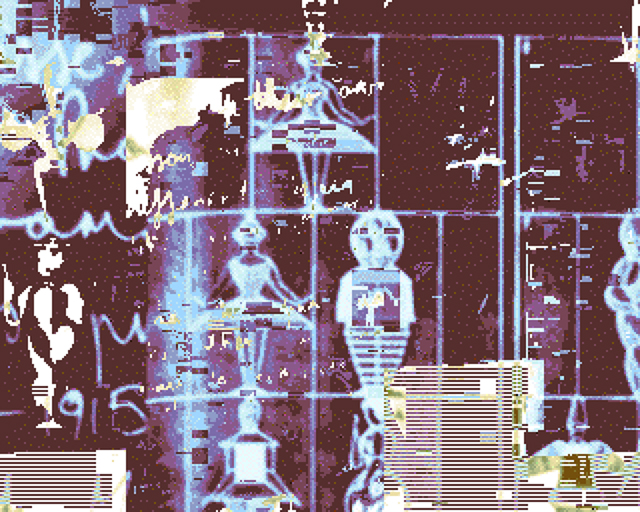 Image made form a collage technique discovered by Crashing 'Deluxe Paint', a defunct program used an Amiga computer.